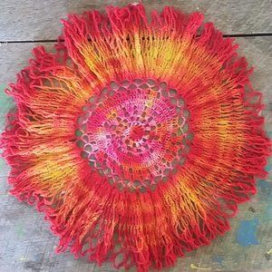 Tie Dyed Doily  Vintage  Hand Crochet and Dyed
